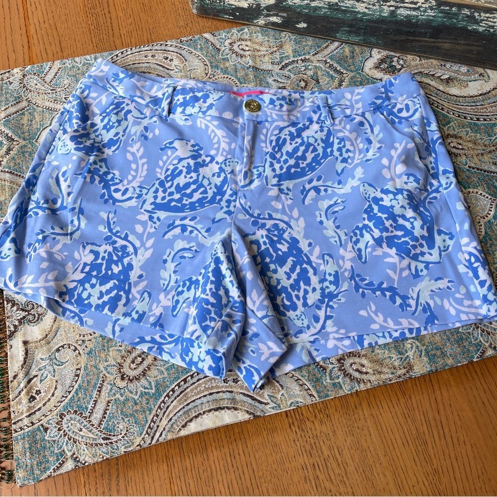 Lilly Pulitzer Callahan Knit Shorts Turtley Awesome Blue Size 12
